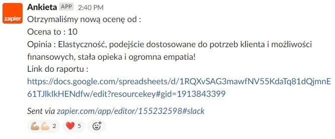 Pozytywna opinia na temat współpracy z ankiety NPS.