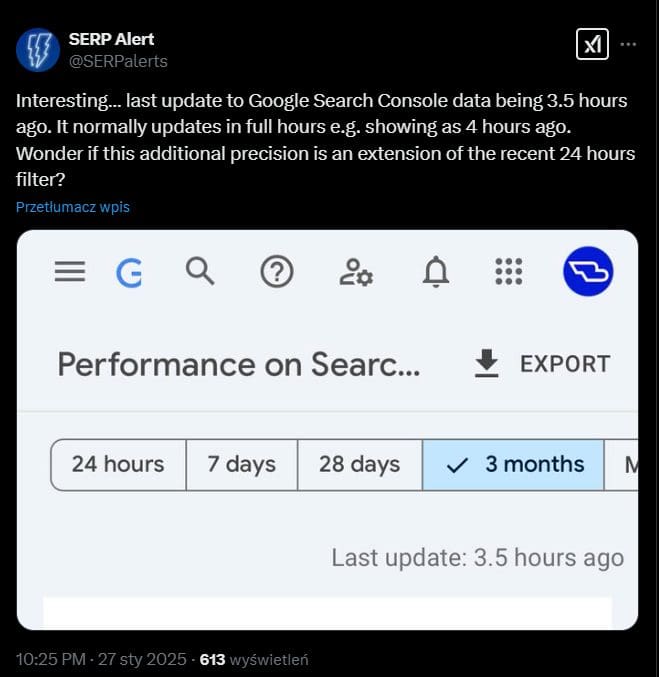 SERP Alert na portalu X
