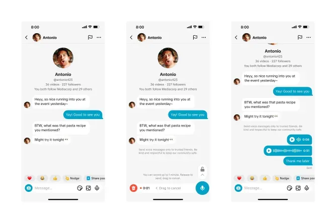 Zmiany w wiadomościach prywatnych na TIK TOK