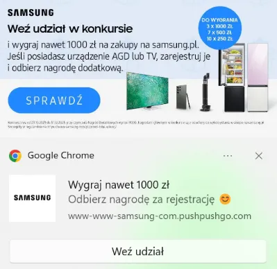 web push wyświetlany w przeglądarce internetowej