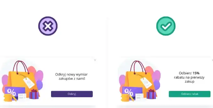 Okienka pop-up – porównanie: skuteczne vs nieskuteczne